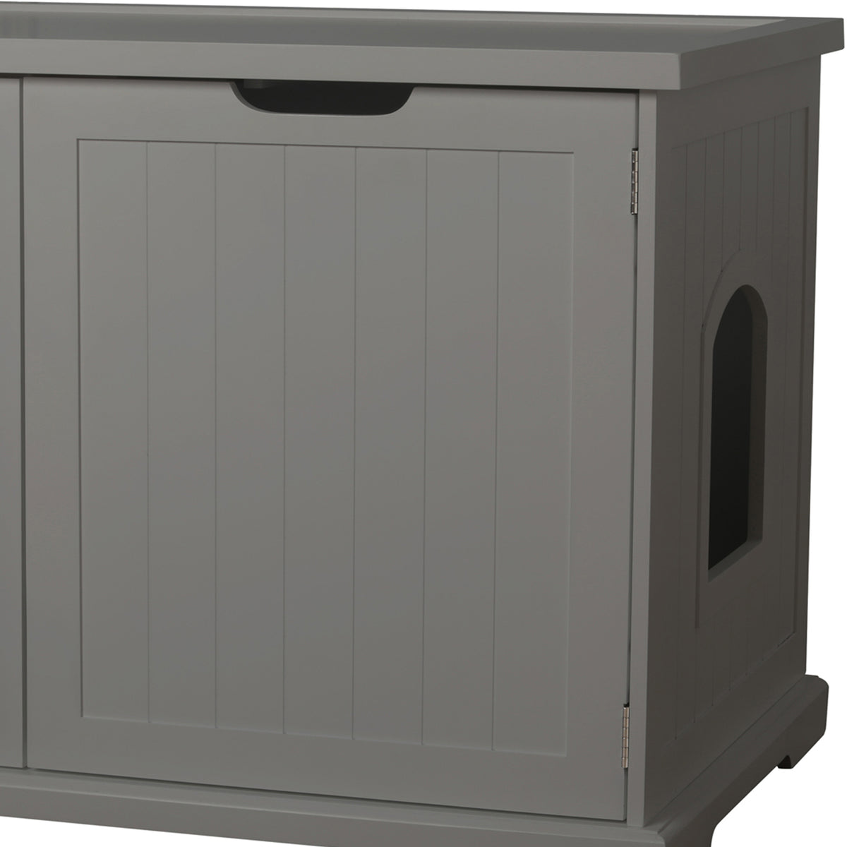 Merry PTH1031722510 Pet Cat Washroom Bench with Removable Partition Wall, Gray + Zoovilla Pet Feeder Large Storage Bin with Hidden Elevated Dog Bowl Stand, White