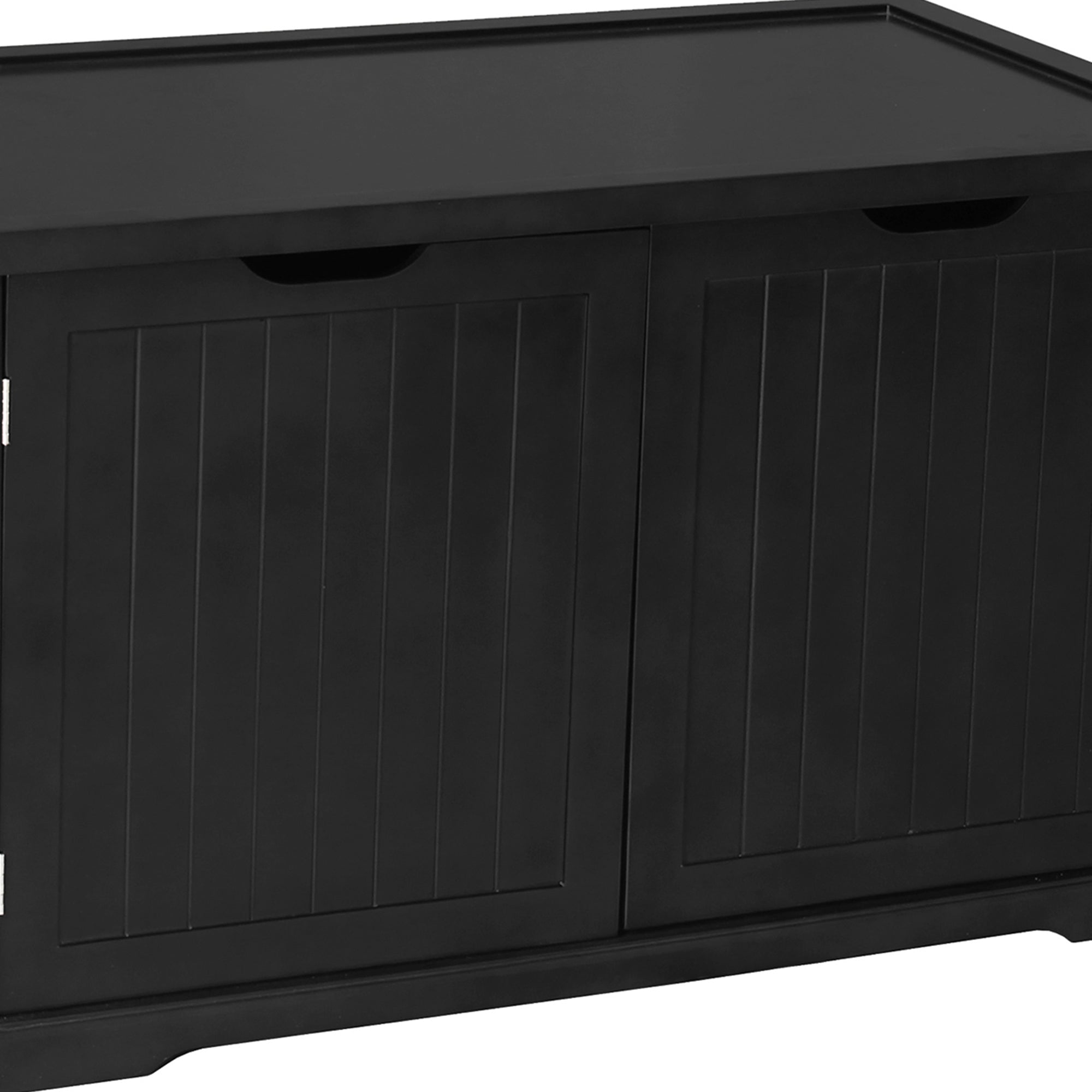 Merry Products Pet Cat Washroom Bench with Removable Partition Wall, Walnut + Merry Products Decorative Bench with Enclosed Cat Litter Washroom Box, Black
