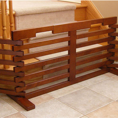 Merry Products Pet Cat Washroom Bench with Removable Partition Wall, Walnut + Merry Products Wooden 6 Foot Dog Gate-N-Crate for Small to Medium Pets, Walnut