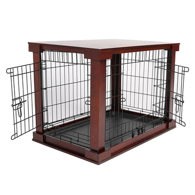 Merry PTH1031722510 Pet Cat Washroom Bench with Removable Partition Wall, Gray + Merry Products Decorative Pet Cage w/ Protection Box End Table, Large, Brown