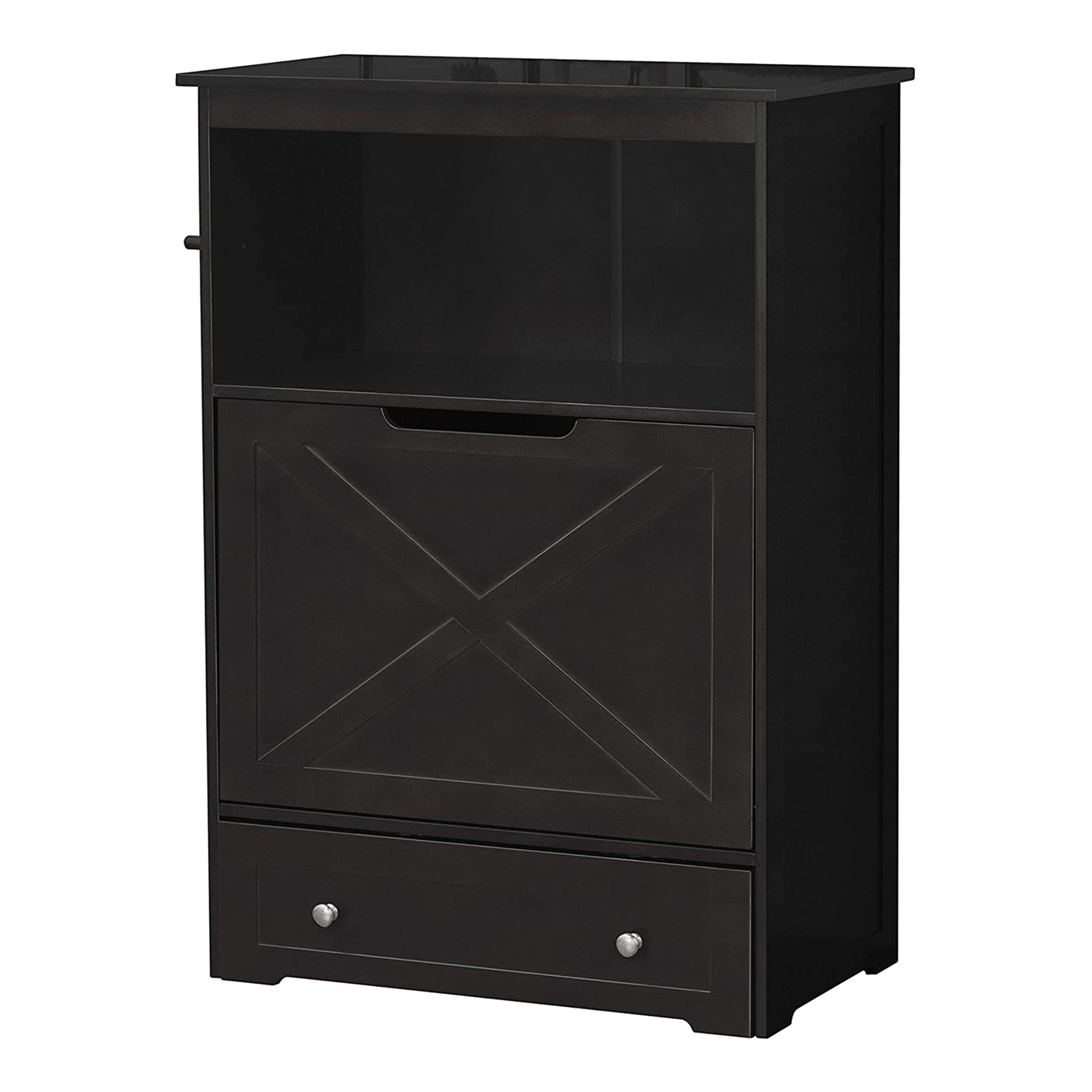 Merry PTH1031722510 Pet Cat Washroom Bench with Removable Partition Wall, Gray + Zoovilla Pet Feeder Large Storage Bin with Hidden Elevated Dog Bowl Stand, Black