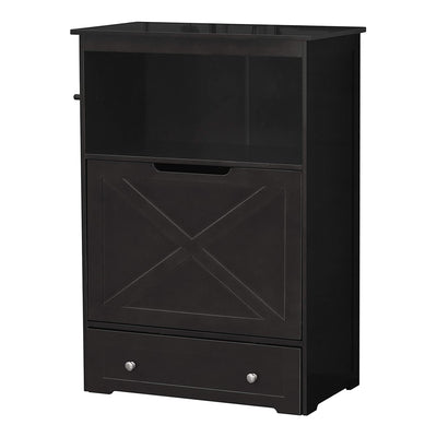 Merry PTH1031722510 Pet Cat Washroom Bench with Removable Partition Wall, Gray + Zoovilla Pet Feeder Large Storage Bin with Hidden Elevated Dog Bowl Stand, Black