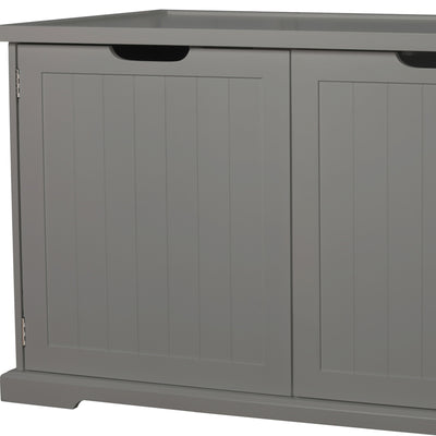 Merry PTH1031722510 Pet Cat Washroom Bench with Removable Partition Wall, Gray + Zoovilla Pet Feeder Large Storage Bin with Hidden Elevated Dog Bowl Stand, Black