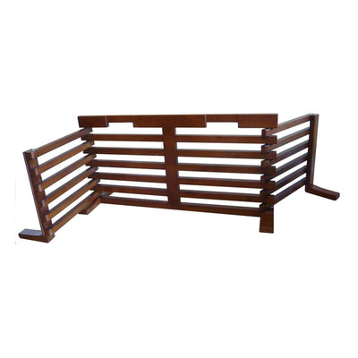 Merry Products Pet Cat Washroom Bench Box with Removable Partition Wall, White + Merry Products Wooden 6 Foot Dog Gate-N-Crate for Small to Medium Pets, Walnut - VMInnovations