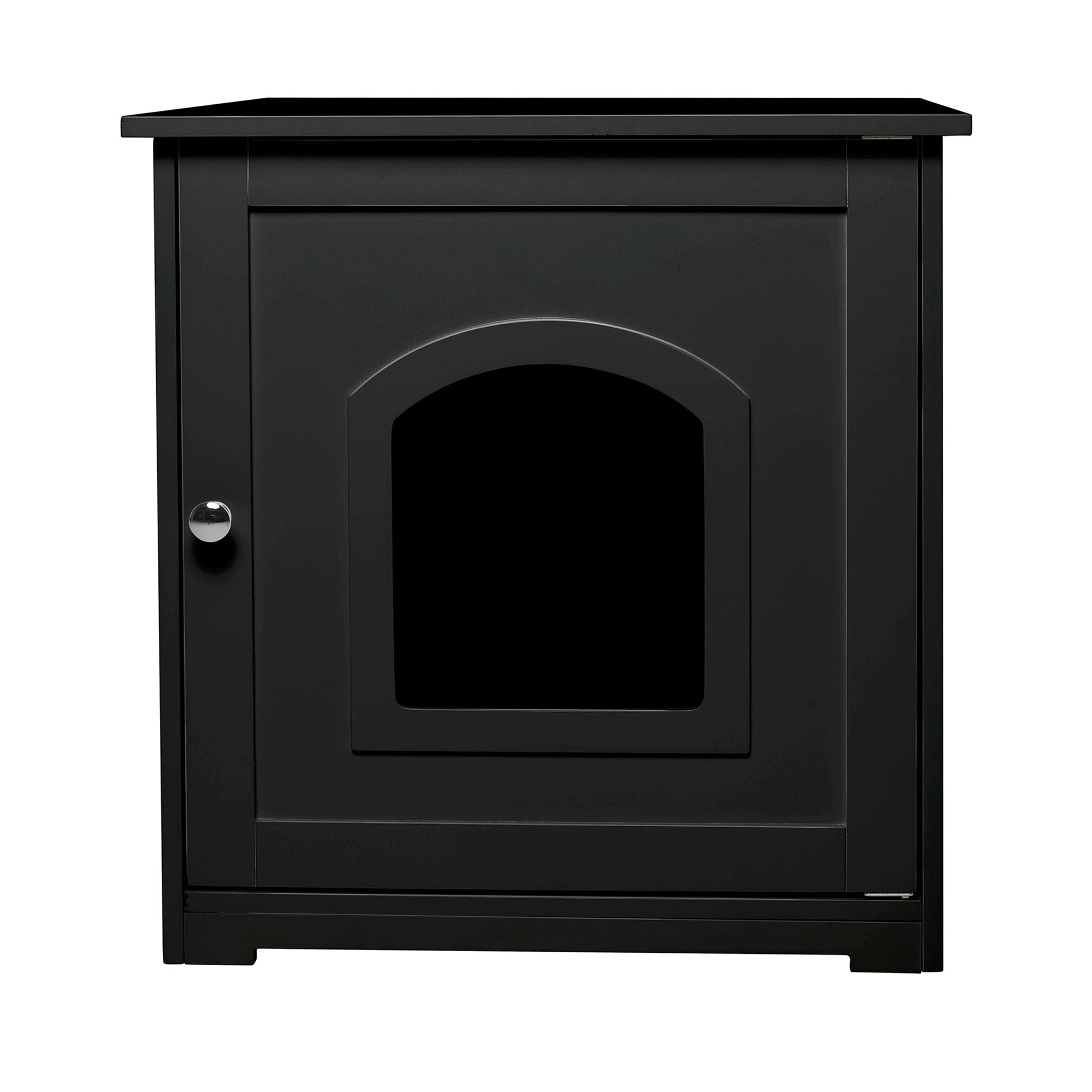 Merry PTH1031722510 Pet Cat Washroom Bench with Removable Partition Wall, Gray + zoovilla Kitty Litter Loo Indoor Hidden Litter Box Furniture Enclosure, Black