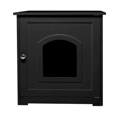 Merry PTH1031722510 Pet Cat Washroom Bench with Removable Partition Wall, Gray + zoovilla Kitty Litter Loo Indoor Hidden Litter Box Furniture Enclosure, Black