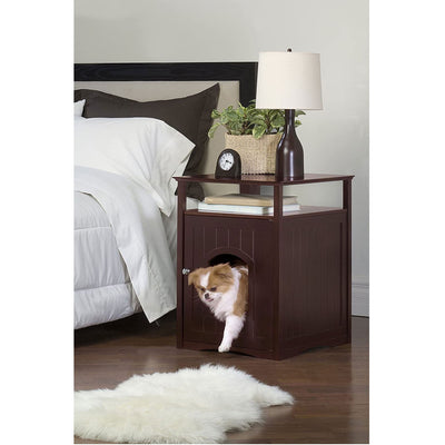 Merry Products Pet Cat Washroom Bench Box with Removable Partition Wall, White + Merry Products Decorative Cat Enclosed Litter Box Washroom Night Stand, Espresso - VMInnovations