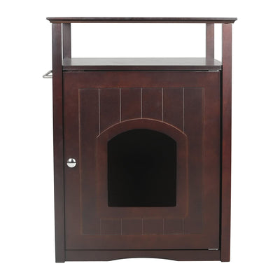 Merry PTH1031722510 Pet Cat Washroom Bench with Removable Partition Wall, Gray + Merry Products Decorative Cat Enclosed Litter Box Washroom Night Stand, Espresso
