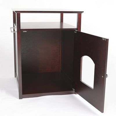 Merry PTH1031722510 Pet Cat Washroom Bench with Removable Partition Wall, Gray + Merry Products Decorative Cat Enclosed Litter Box Washroom Night Stand, Espresso