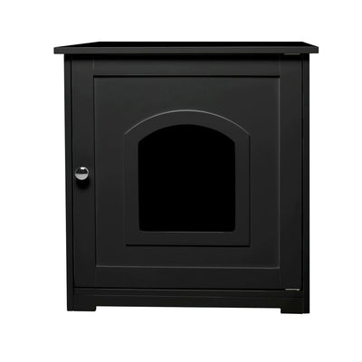 Merry Products Pet Cat Washroom Bench with Removable Partition Wall, Walnut + zoovilla Kitty Litter Loo Indoor Hidden Litter Box Furniture Enclosure, Black