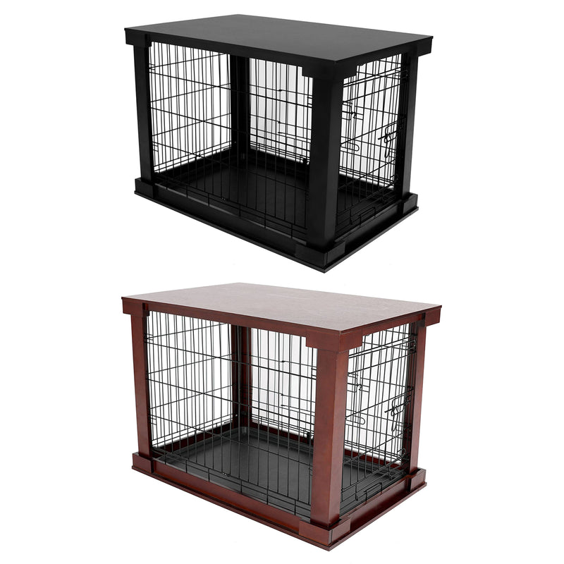 Merry Products Decorative Pet Cage w/ Protection Box End Table, Black + Merry Products Decorative Pet Cage w/ Protection Box End Table, Large, Brown