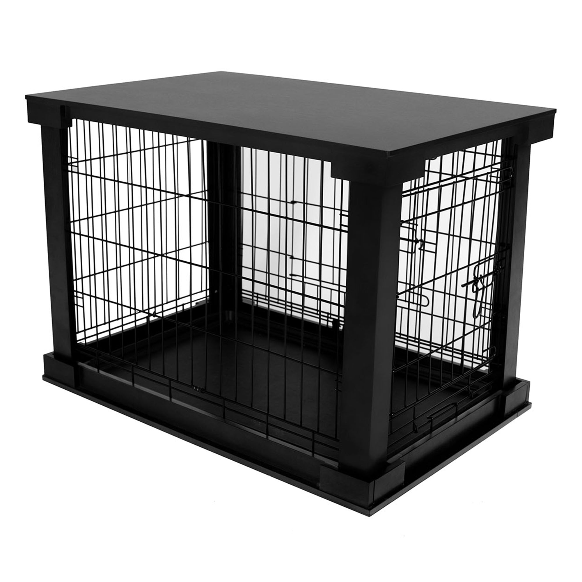 Merry Products Decorative Pet Cage w/ Protection Box End Table, Black + Merry Products Decorative Pet Cage w/ Protection Box End Table, Large, Brown