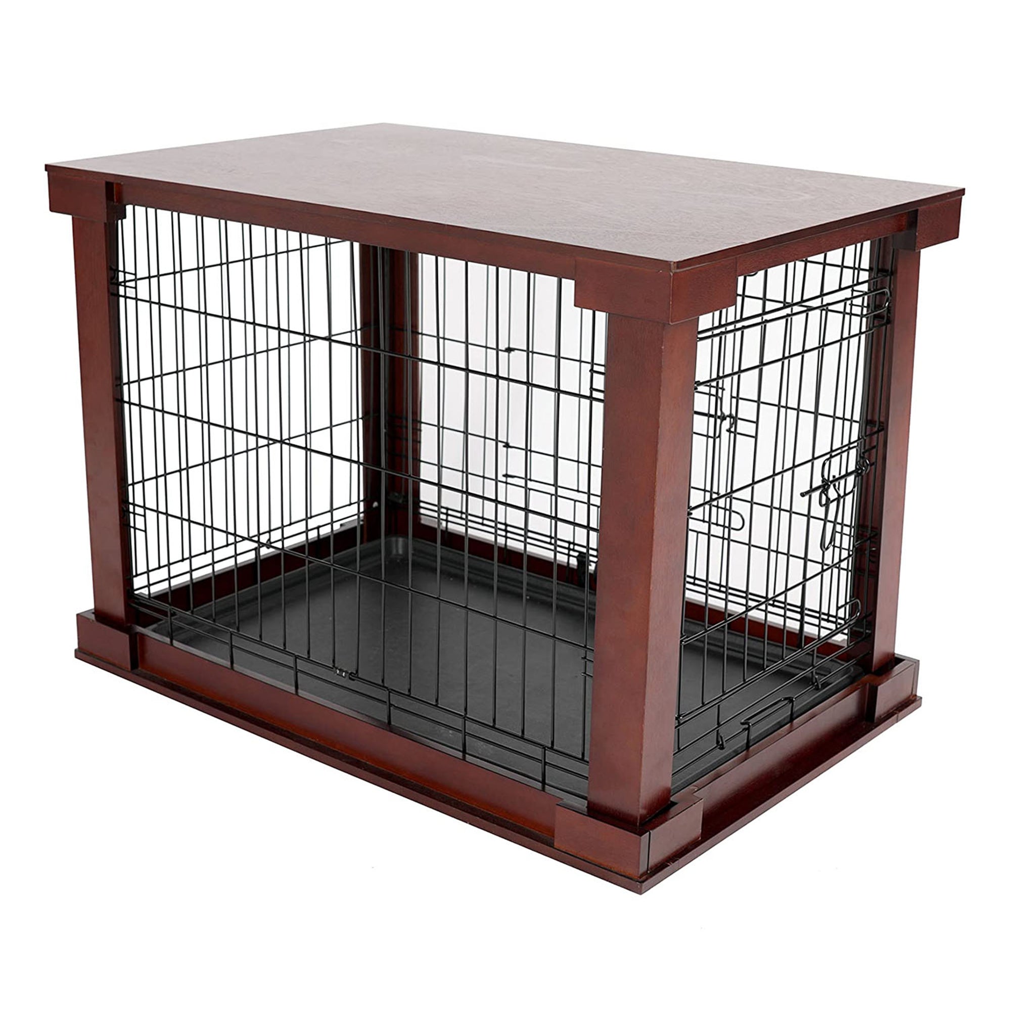 Merry Products Decorative Pet Cage w/ Protection Box End Table, Black + Merry Products Decorative Pet Cage w/ Protection Box End Table, Large, Brown
