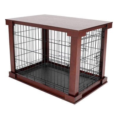 Merry Products Decorative Pet Cage w/ Protection Box End Table, Black + Merry Products Decorative Pet Cage w/ Protection Box End Table, Large, Brown