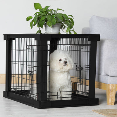 Merry Products Decorative Pet Cage w/ Protection Box End Table, Black + Merry Products Decorative Pet Cage w/ Protection Box End Table, Large, Brown