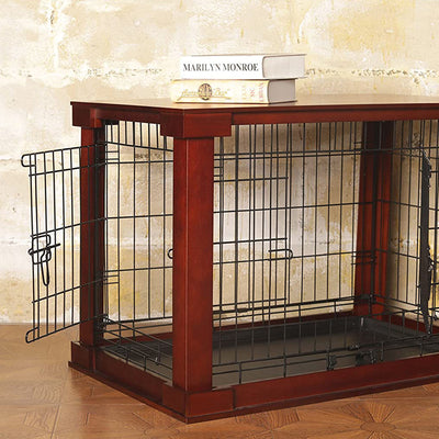 Merry Products Decorative Pet Cage w/ Protection Box End Table, Black + Merry Products Decorative Pet Cage w/ Protection Box End Table, Large, Brown