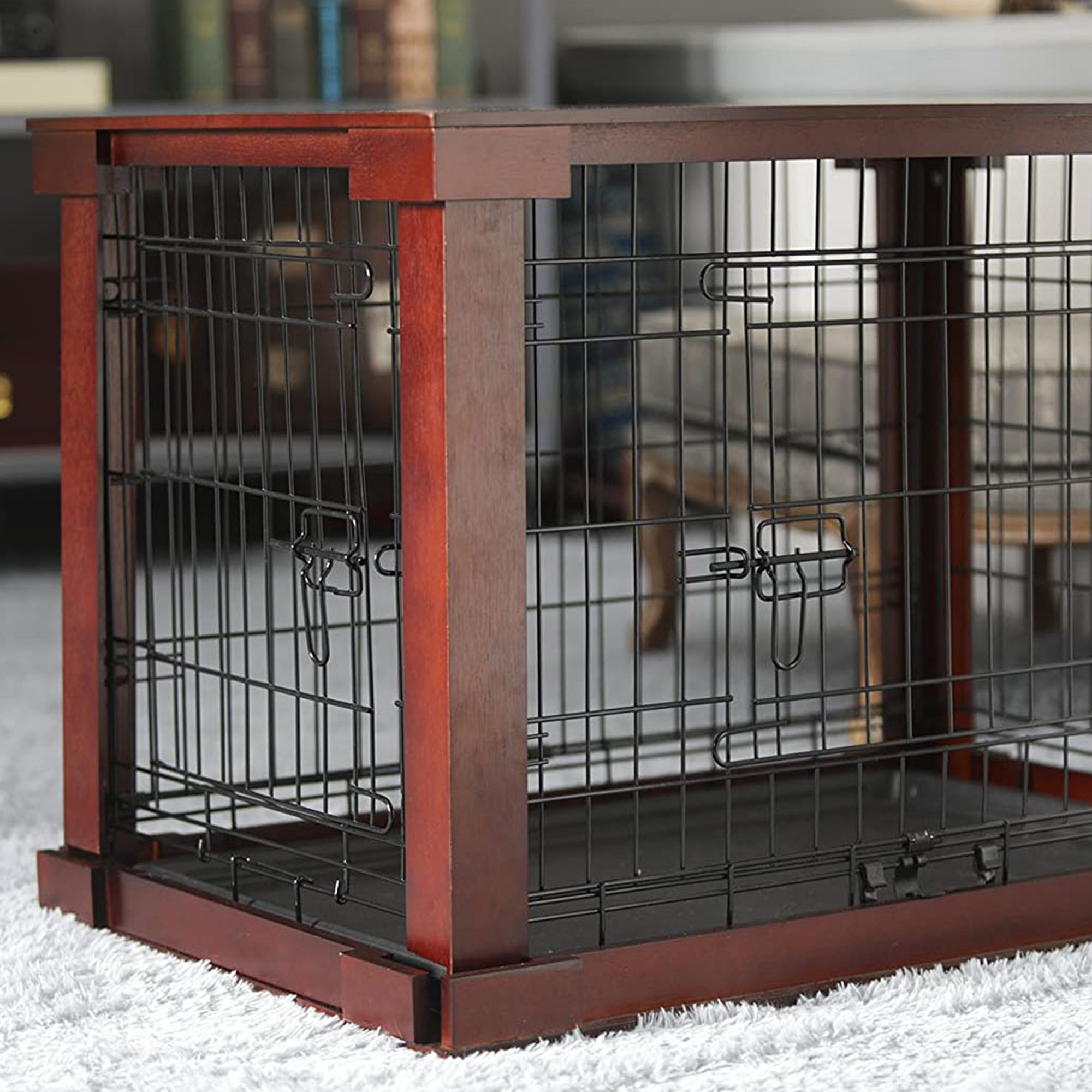 Merry Products Decorative Pet Cage w/ Protection Box End Table, Black + Merry Products Decorative Pet Cage w/ Protection Box End Table, Large, Brown