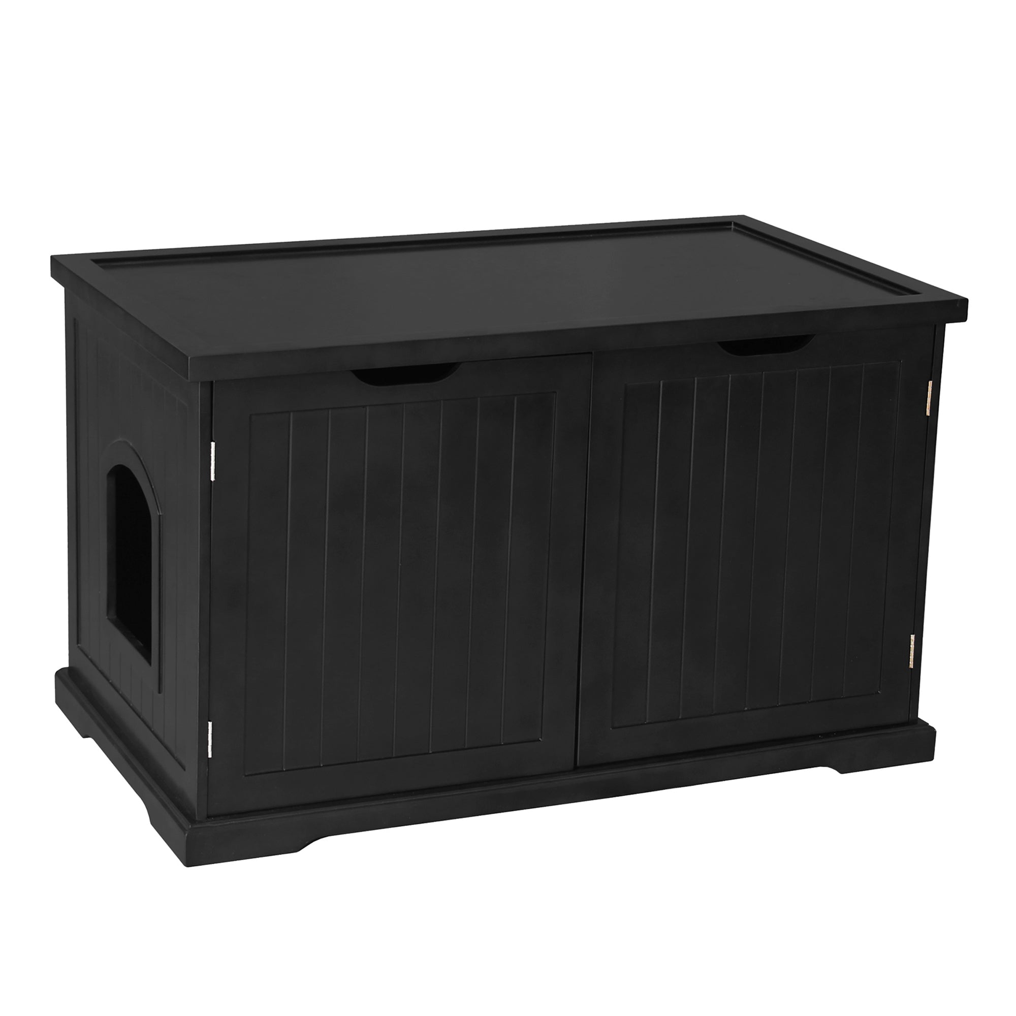 Merry Products Decorative Pet Cage w/ Protection Box End Table, Black + Merry Products Decorative Bench with Enclosed Cat Litter Washroom Box, Black