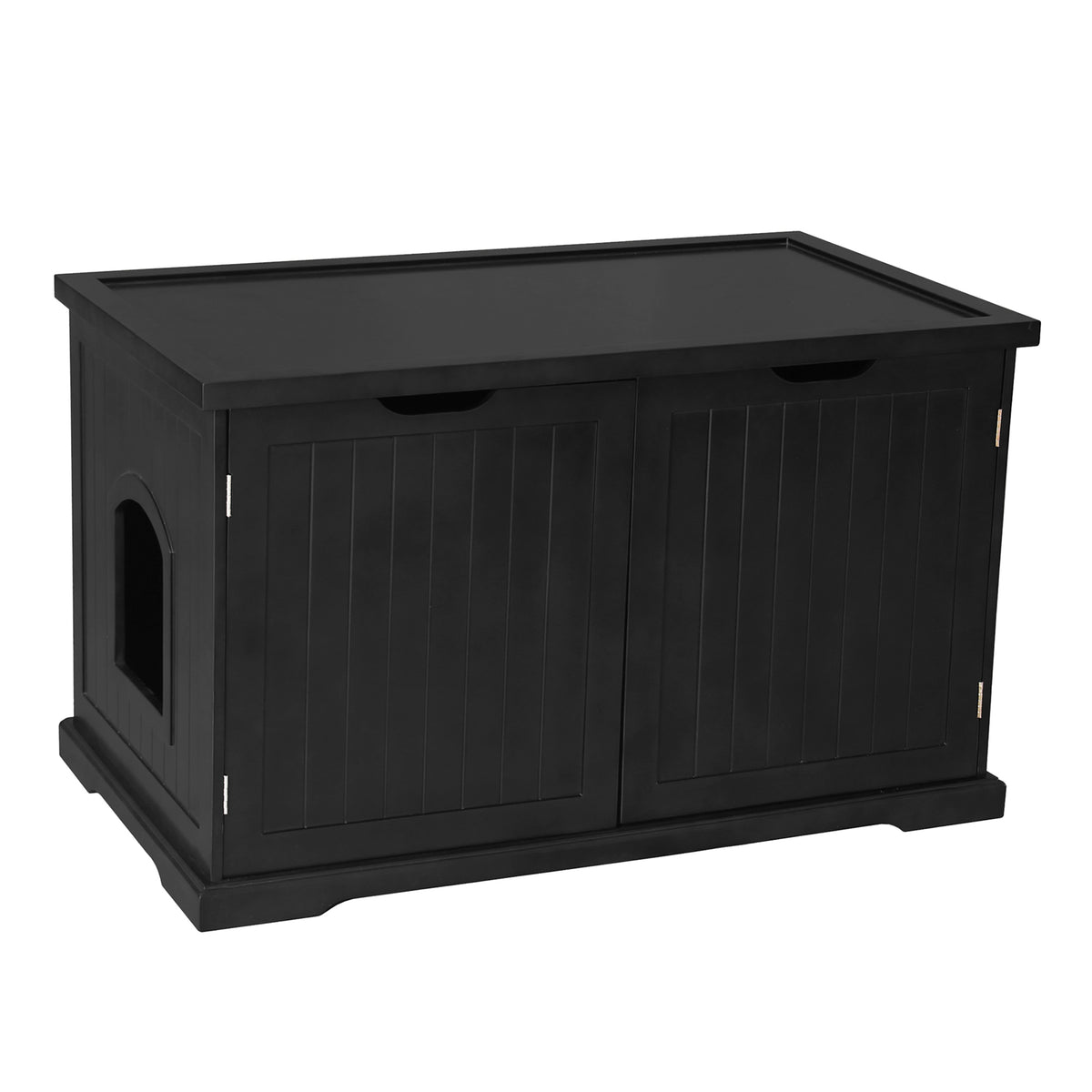 Merry Products Decorative Pet Cage w/ Protection Box End Table, Black + Merry Products Decorative Bench with Enclosed Cat Litter Washroom Box, Black