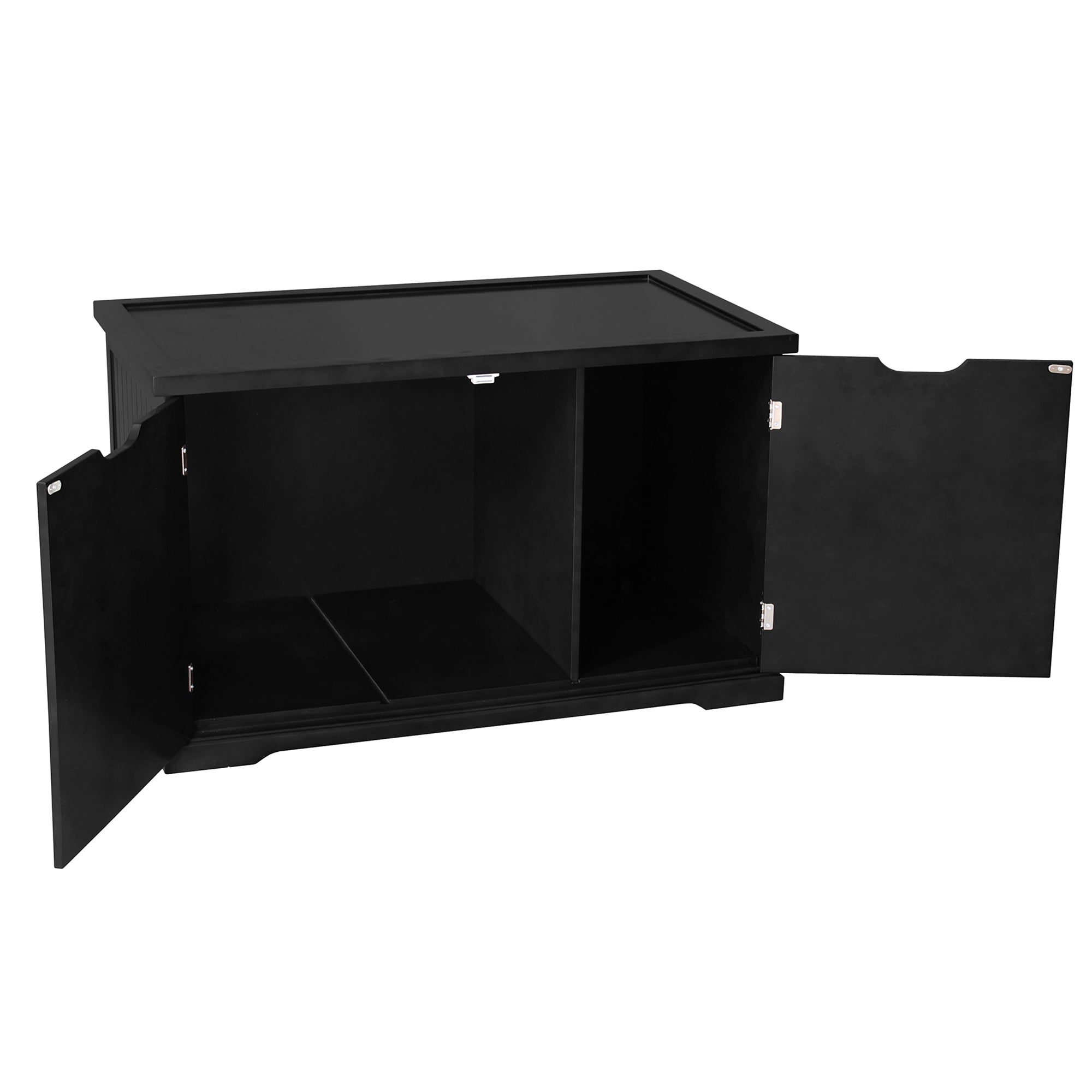 Merry Products Decorative Pet Cage w/ Protection Box End Table, Black + Merry Products Decorative Bench with Enclosed Cat Litter Washroom Box, Black