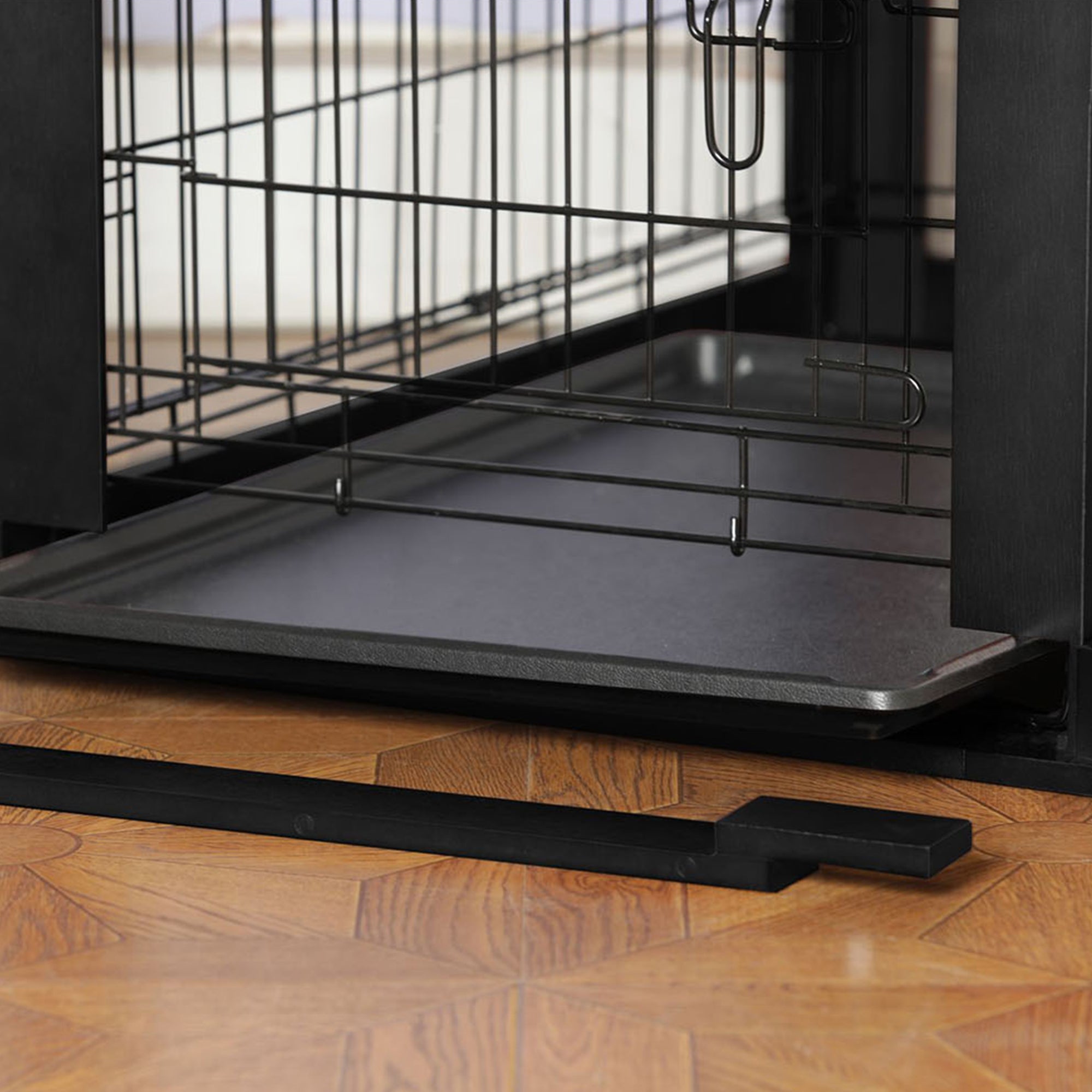Merry Products Decorative Pet Cage w/ Protection Box End Table, Black + Merry Products Decorative Bench with Enclosed Cat Litter Washroom Box, Black
