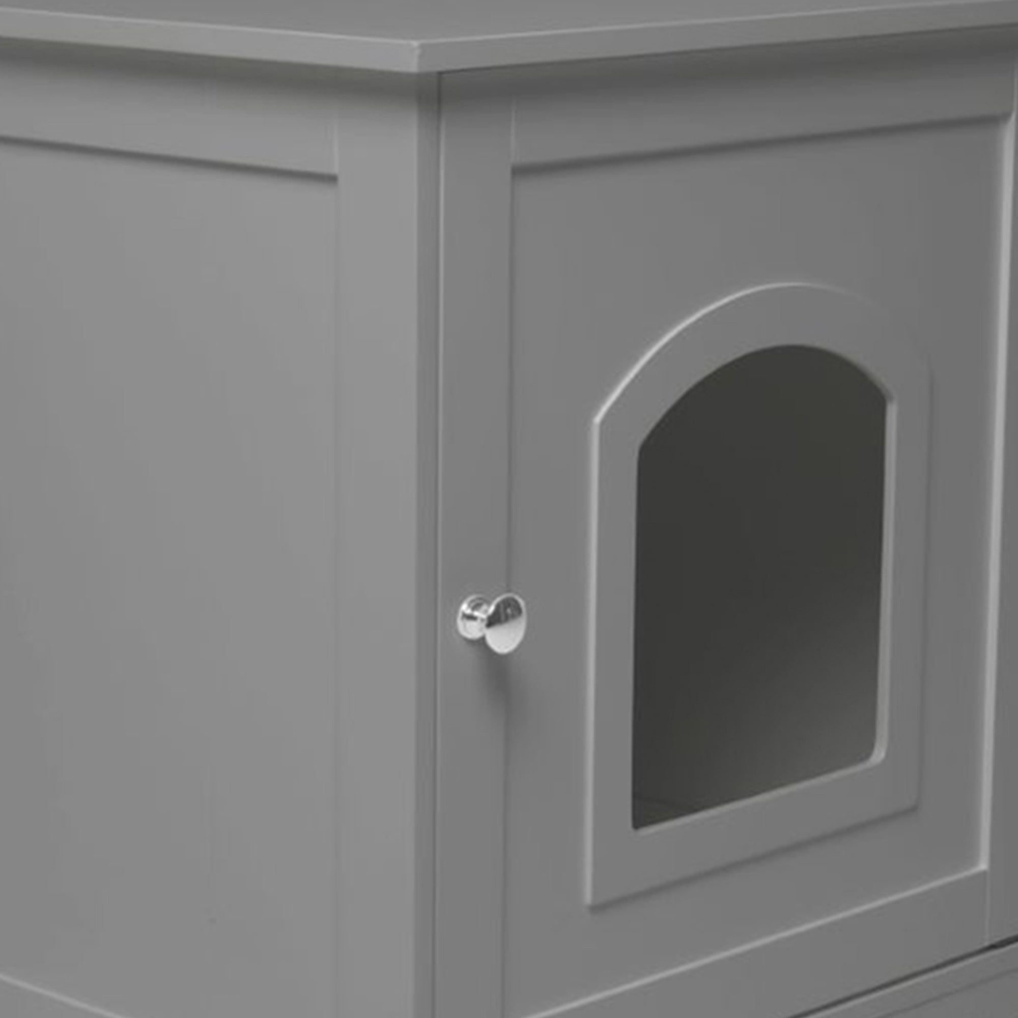 Merry Products Decorative Pet Cage w/ Protection Box End Table, Black + zoovilla Kitty Litter Loo Indoor Hidden Litter Box Enclosure Furniture, Gray