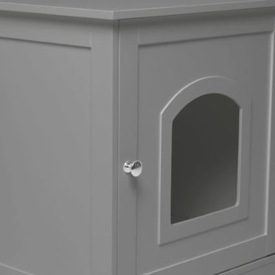 Merry Products Decorative Pet Cage w/ Protection Box End Table, Black + zoovilla Kitty Litter Loo Indoor Hidden Litter Box Enclosure Furniture, Gray