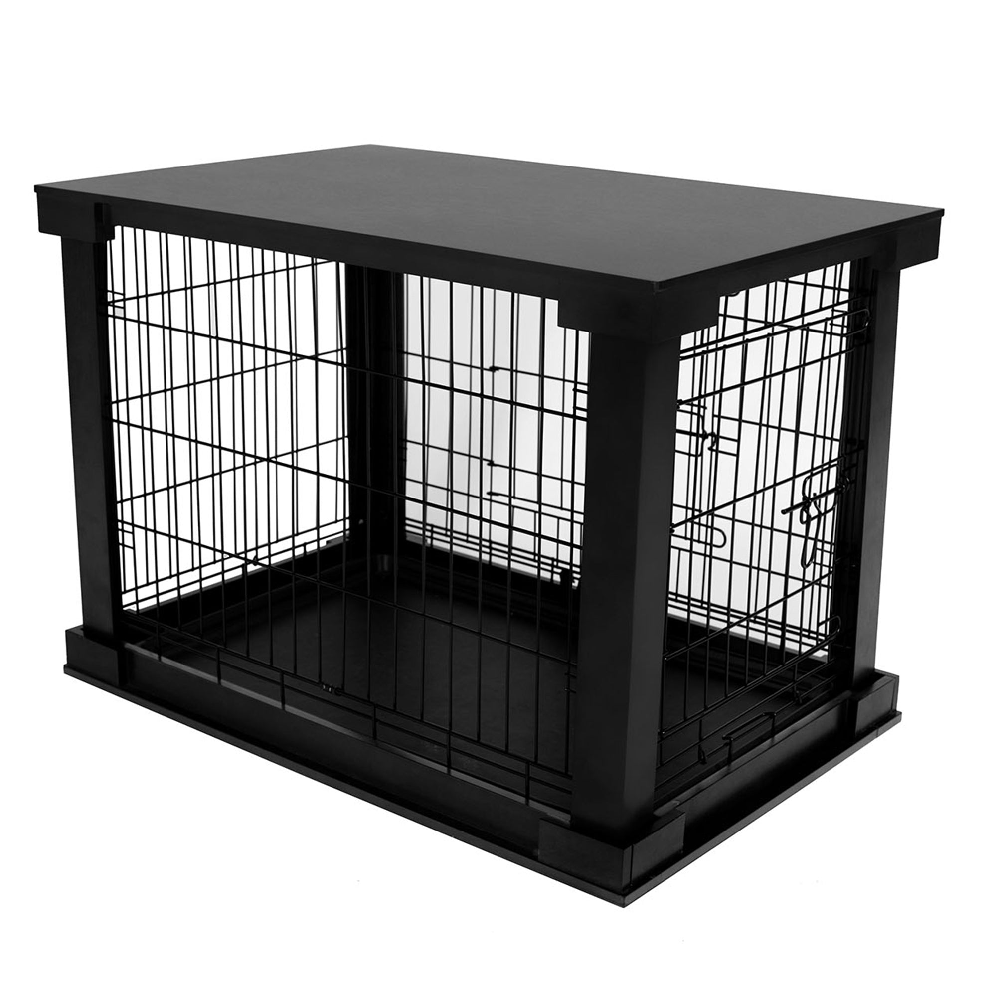Merry Products Decorative Pet Cage w/ Protection Box End Table, Black + zoovilla Kitty Litter Loo Indoor Hidden Litter Box Furniture Enclosure, Black