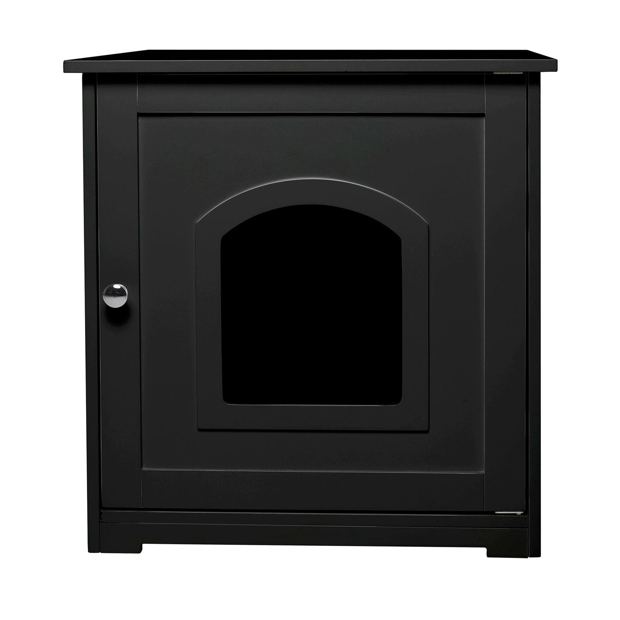 Merry Products Decorative Pet Cage w/ Protection Box End Table, Black + zoovilla Kitty Litter Loo Indoor Hidden Litter Box Furniture Enclosure, Black