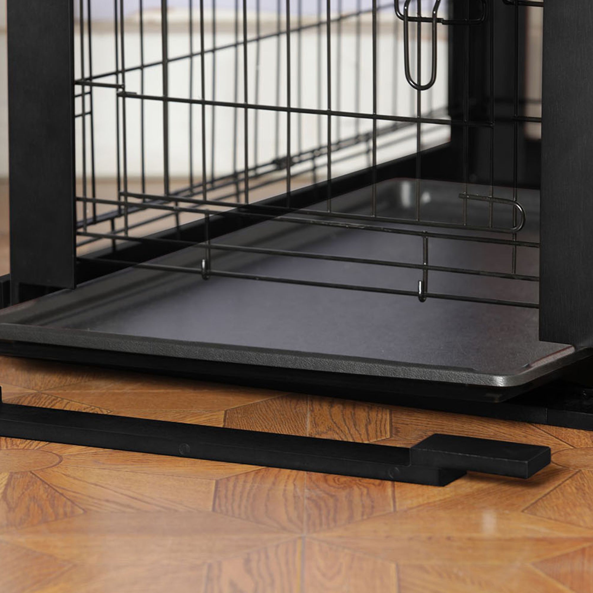 Merry Products Decorative Pet Cage w/ Protection Box End Table, Black + zoovilla Kitty Litter Loo Indoor Hidden Litter Box Furniture Enclosure, Black