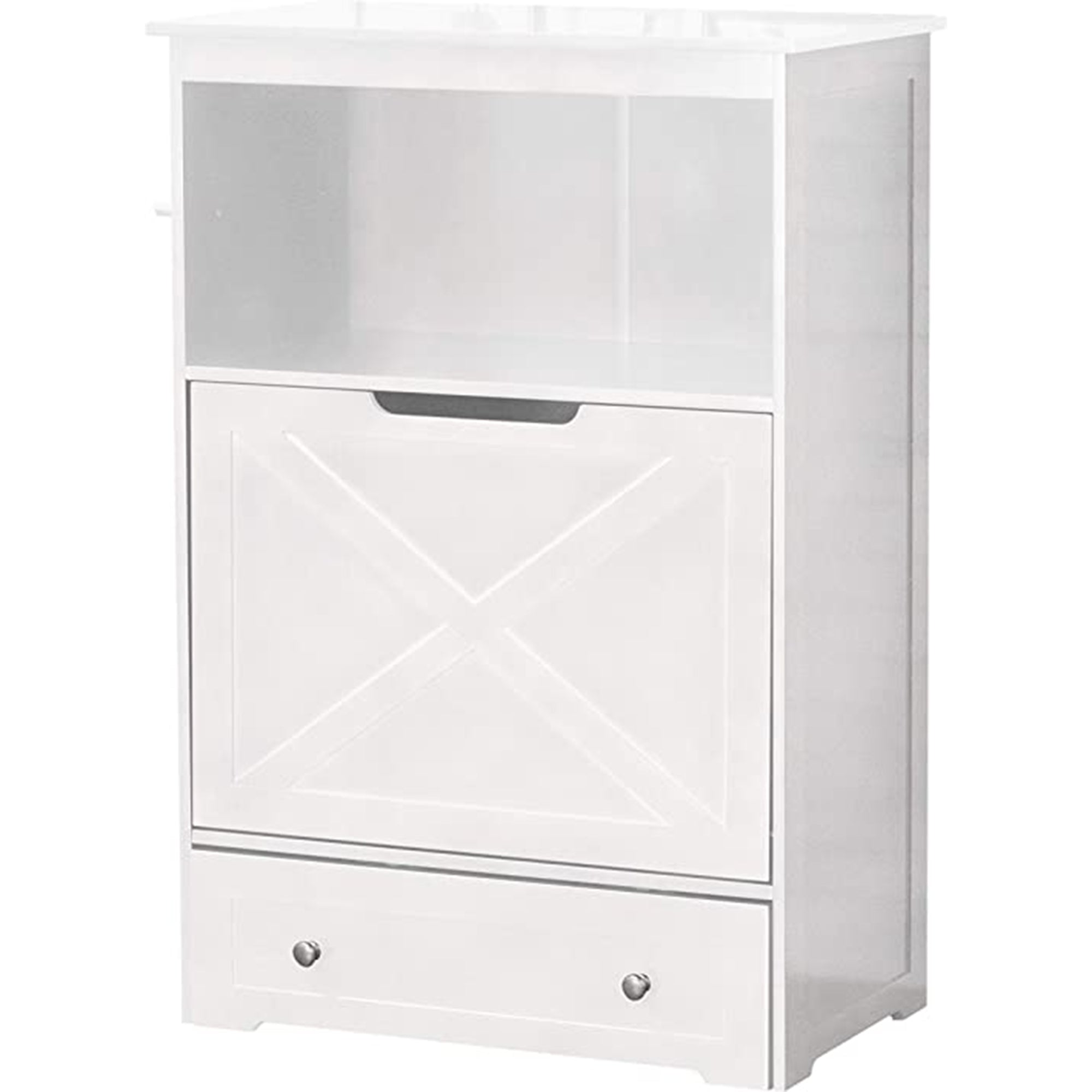 Zoovilla Pet Feeder Large Storage Bin with Hidden Elevated Dog Bowl Stand, White + Merry Products Wooden 6 Foot Dog Gate-N-Crate for Small to Medium Pets, Walnut
