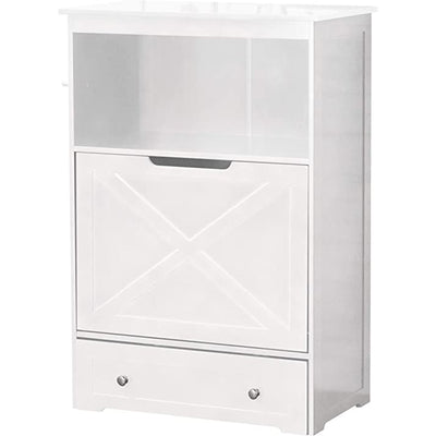 Zoovilla Pet Feeder Large Storage Bin with Hidden Elevated Dog Bowl Stand, White + Merry Products Wooden 6 Foot Dog Gate-N-Crate for Small to Medium Pets, Walnut