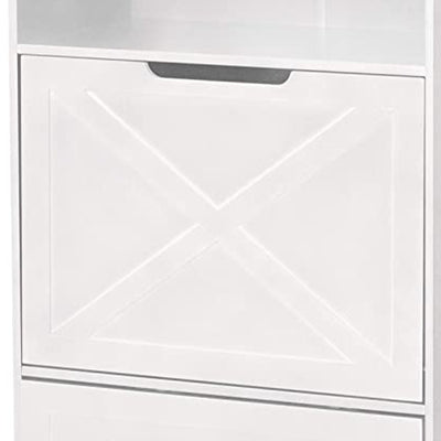Zoovilla Pet Feeder Large Storage Bin with Hidden Elevated Dog Bowl Stand, White + Merry Products Wooden 6 Foot Dog Gate-N-Crate for Small to Medium Pets, Walnut