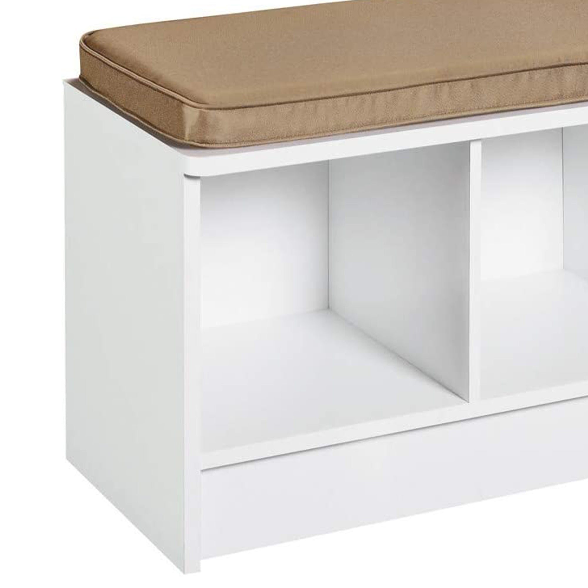 ClosetMaid 3 Cube Cubby Storage Organizer Bench w/Cushion, White/Tan (For Parts) - VMInnovations