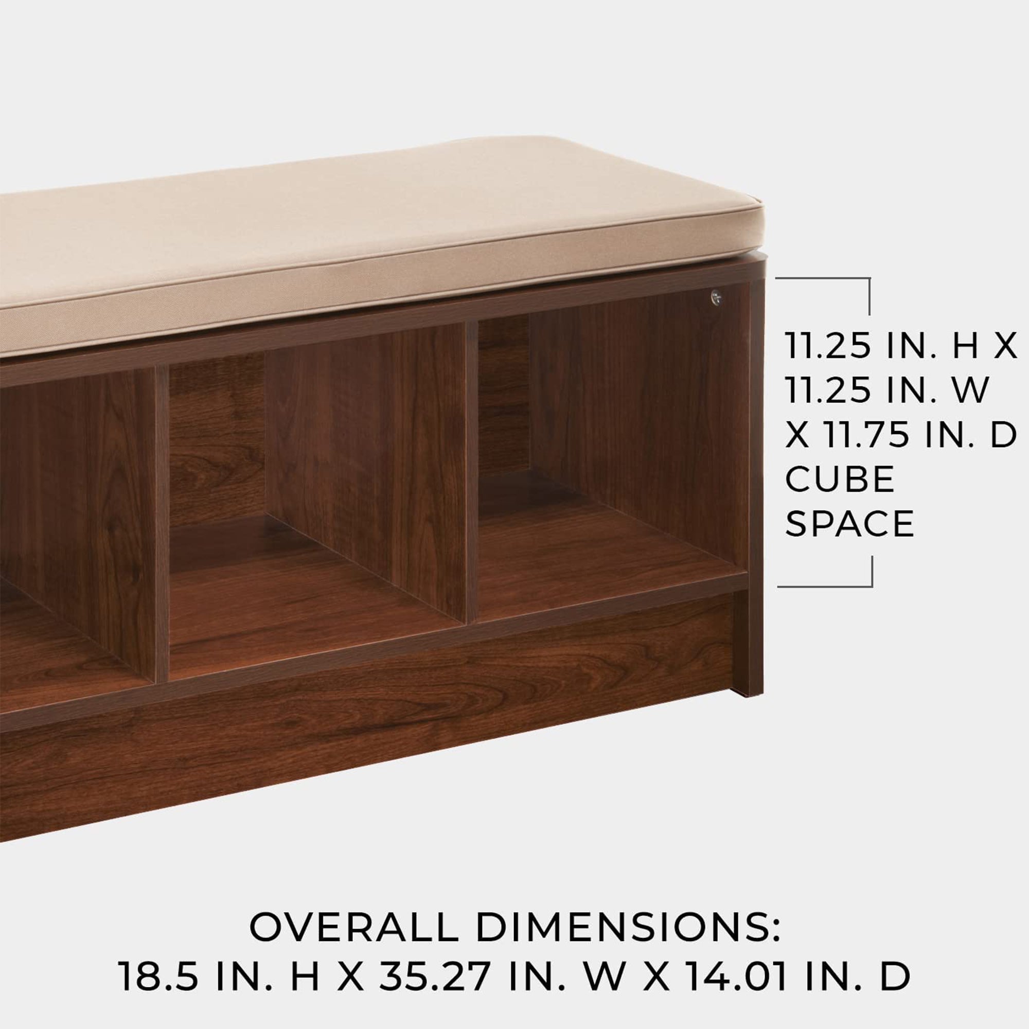 ClosetMaid 3 Cube Cubby Storage Organizer Bench w/Seat Cushion, White/Tan (Used) - VMInnovations