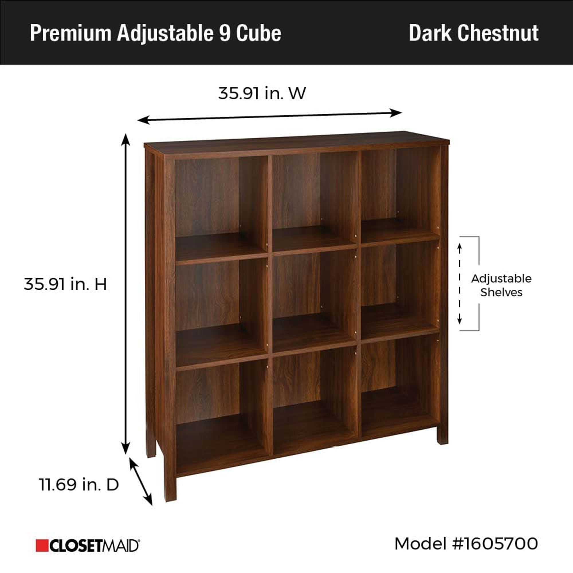 ClosetMaid Adjustable 9 Cube Organizer Bedroom Storage Cubicle Shelf Bookcase - VMInnovations