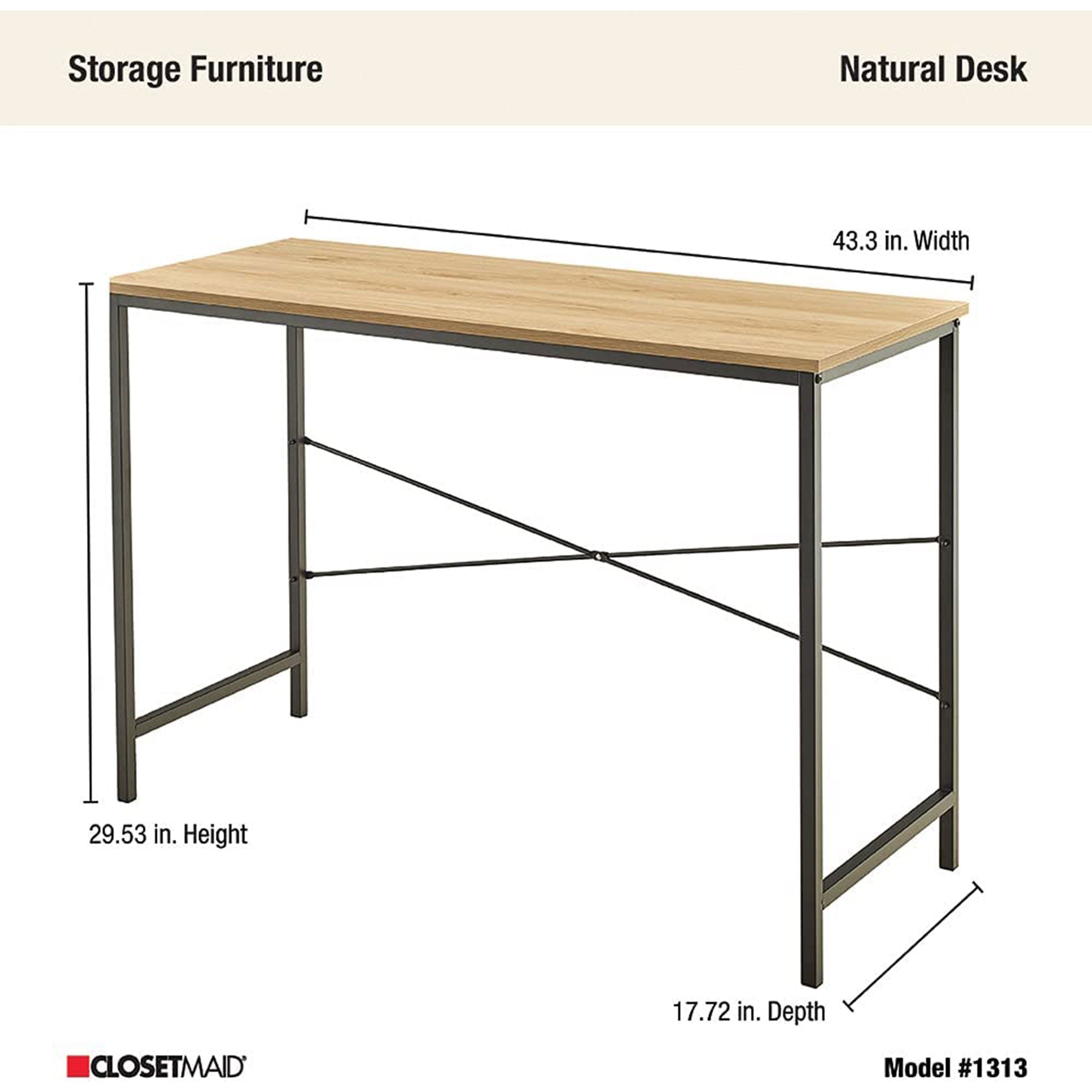 ClosetMaid Console Table/Desk, Home Decor Accent Entryway Furniture, Natural - VMInnovations