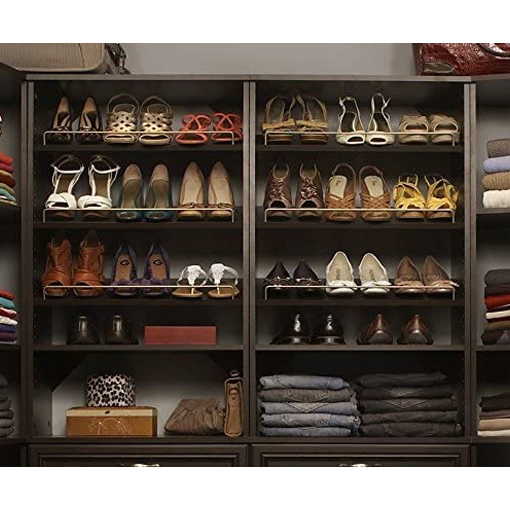 ClosetMaid SuiteSymphony Shoe Organizer Shelf, Accessory Only, Espresso (2-Pack) - VMInnovations