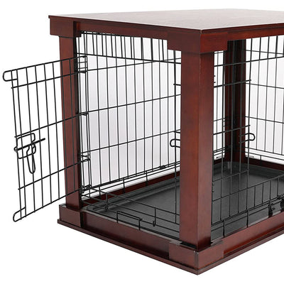 Merry Products Decorative Pet Cage w/ Protection Box End Table, Large, Brown + Merry Products Decorative Bench with Enclosed Cat Litter Washroom Box, Black - VMInnovations