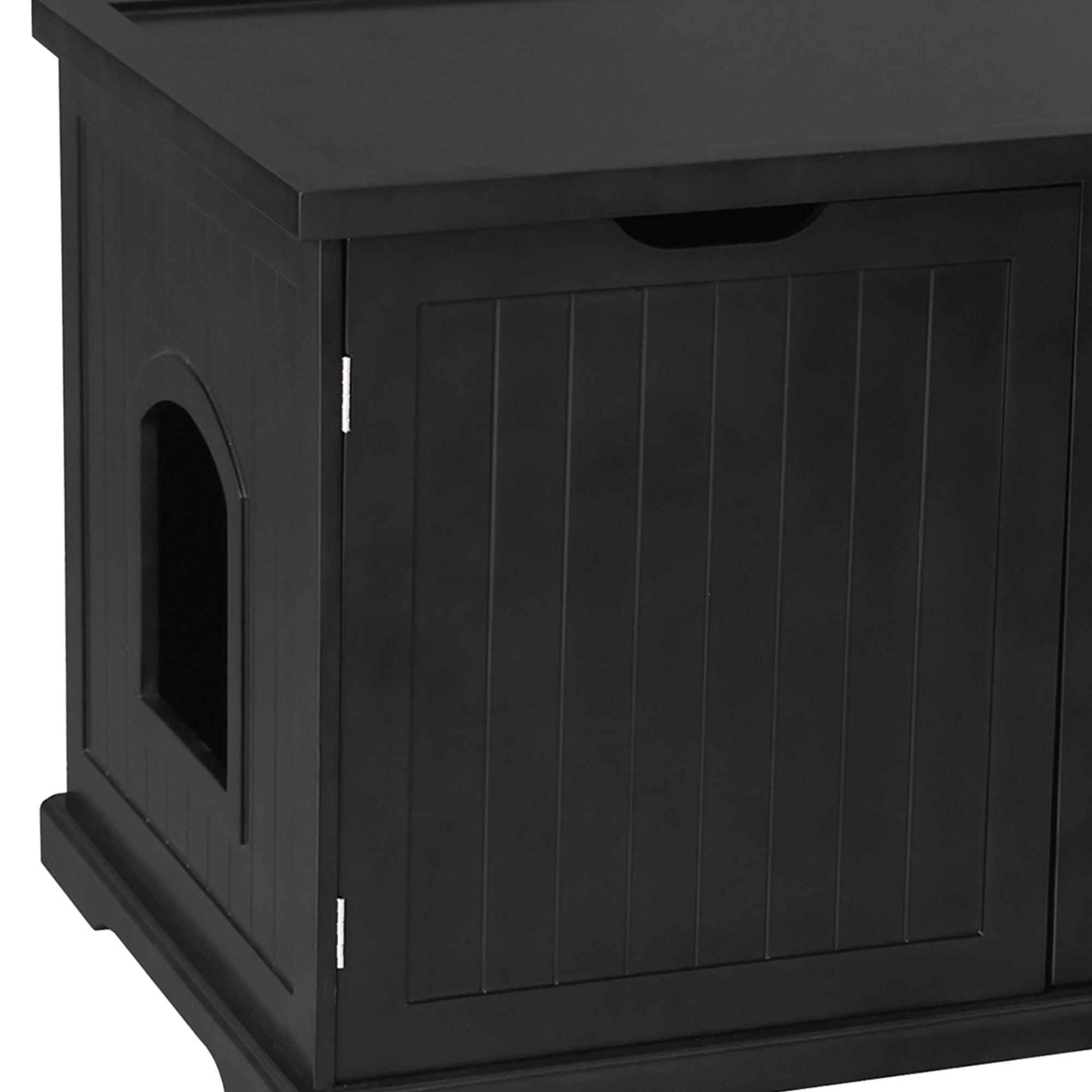 Merry Products Decorative Pet Cage w/ Protection Box End Table, Large, Brown + Merry Products Decorative Bench with Enclosed Cat Litter Washroom Box, Black - VMInnovations
