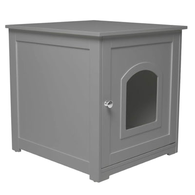 Merry Products Decorative Pet Cage w/ Protection Box End Table, Large, Brown + zoovilla Kitty Litter Loo Indoor Hidden Litter Box Enclosure Furniture, Gray