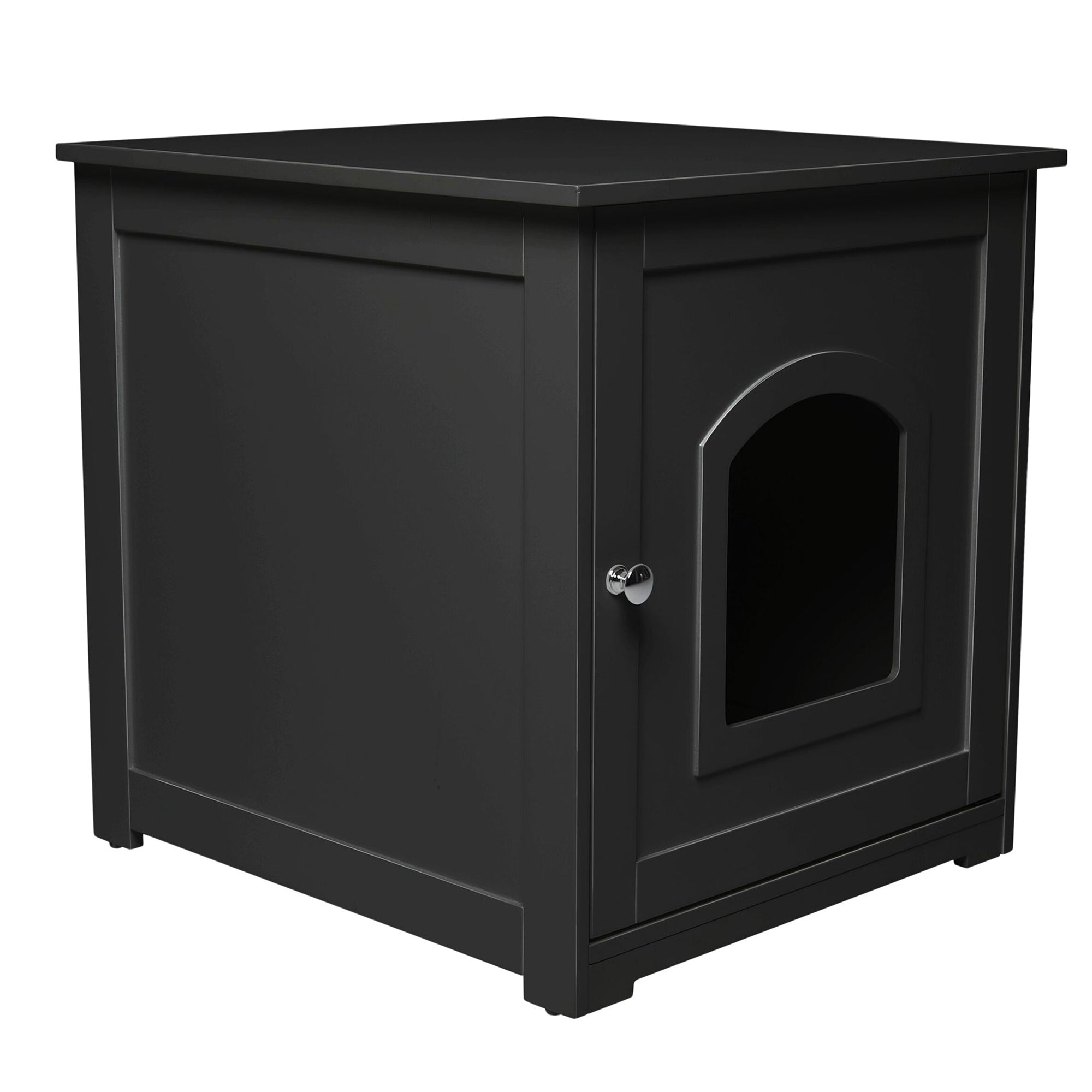 Merry Products Decorative Pet Cage w/ Protection Box End Table, Large, Brown + zoovilla Kitty Litter Loo Indoor Hidden Litter Box Furniture Enclosure, Black