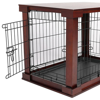 Merry Products Decorative Pet Cage w/ Protection Box End Table, Large, Brown + zoovilla Kitty Litter Loo Indoor Hidden Litter Box Furniture Enclosure, Black