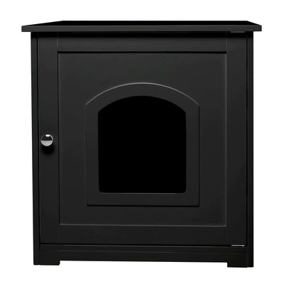 Merry Products Decorative Pet Cage w/ Protection Box End Table, Large, Brown + zoovilla Kitty Litter Loo Indoor Hidden Litter Box Furniture Enclosure, Black
