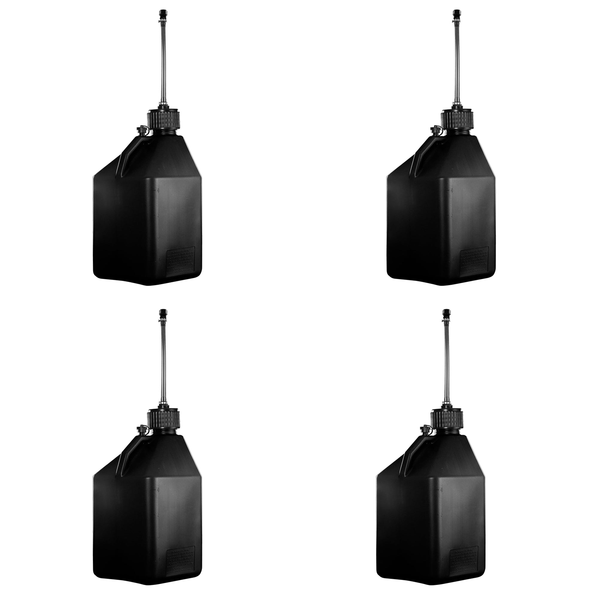 Plastic Product Formers 5.5 Gallon Industrial Ag Jug w/Hose & Cap, Black, 4 Pack - VMInnovations