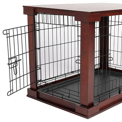 Merry Products Decorative Pet Cage w/ Protection Box End Table, Large, Brown + Merry Products Decorative Cat Enclosed Litter Box Washroom Night Stand, Espresso