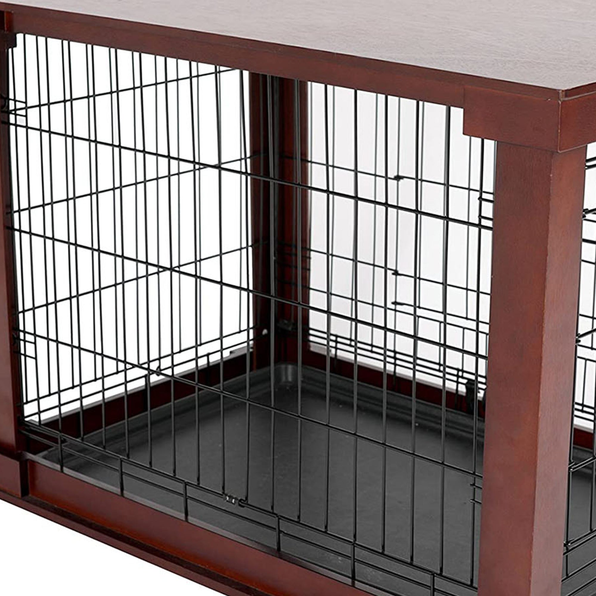 Merry Products Decorative Pet Cage w/ Protection Box End Table, Large, Brown + Merry Products Decorative Cat Enclosed Litter Box Washroom Night Stand, Espresso