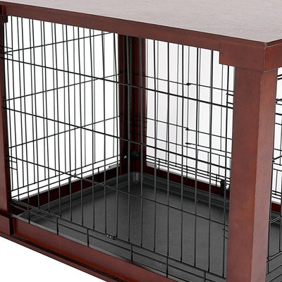 Merry Products Decorative Pet Cage w/ Protection Box End Table, Large, Brown + Merry Products Decorative Cat Enclosed Litter Box Washroom Night Stand, Espresso