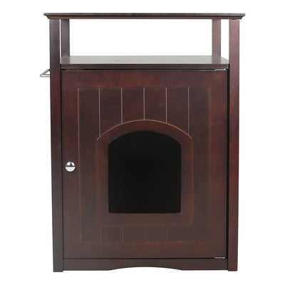 Merry Products Decorative Pet Cage w/ Protection Box End Table, Large, Brown + Merry Products Decorative Cat Enclosed Litter Box Washroom Night Stand, Espresso
