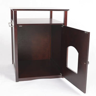 Merry Products Decorative Pet Cage w/ Protection Box End Table, Large, Brown + Merry Products Decorative Cat Enclosed Litter Box Washroom Night Stand, Espresso